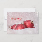 Noël Flammes de neige Red Wedding Carte RSVP (Dos)
