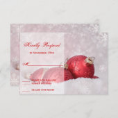 Noël Flammes de neige Red Wedding Carte RSVP (Devant / Derrière)