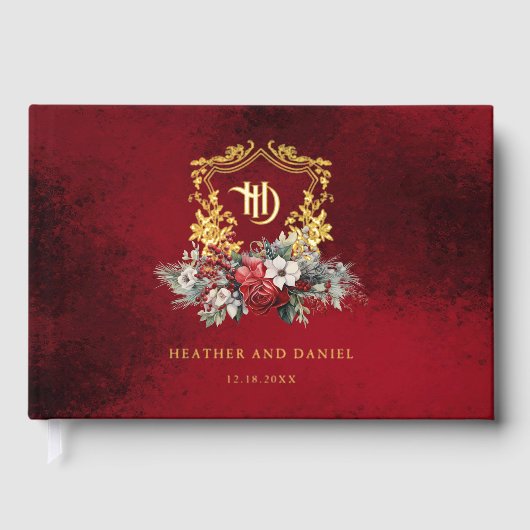 Noël Floral Crest Monogramme Mariage (Recto)