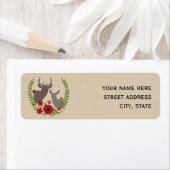 Noël Floral Deer Étiquette de adresse (En situation)