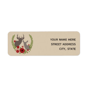 Noël Floral Deer Étiquette de adresse