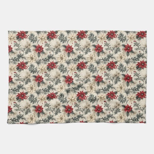 Noël Floral Design Cuisine Serviettes (Horizontal)