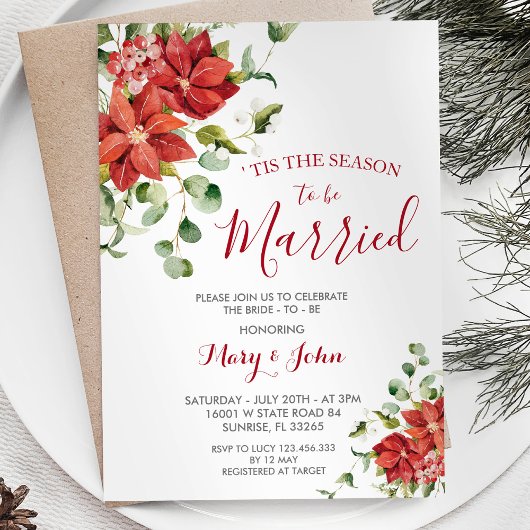 Noël Floral Hiver Mariage Invitation