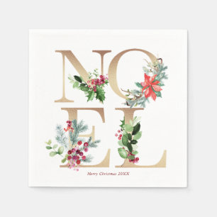 Noel floral merry kerstmis servet