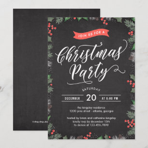 Noël Foliage ÉDITABLE COULEUR Fête Invitation
