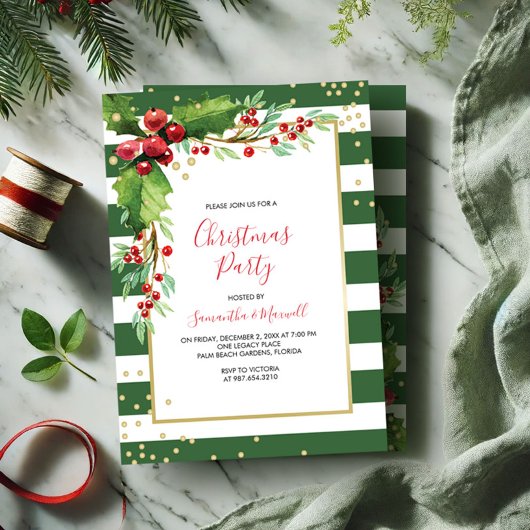 Noël, fonction Invitation - Green Stripes