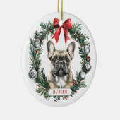 Noël Français Bulldog Cercle en céramique ornement (Droite)
