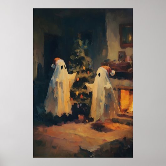 Noël Ghost Wall Art Impression de vacances cosy, X (Devant)