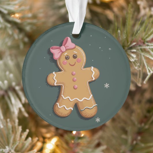 Noël Gingerbread Girl Pink Bow Coquette (Arbre)