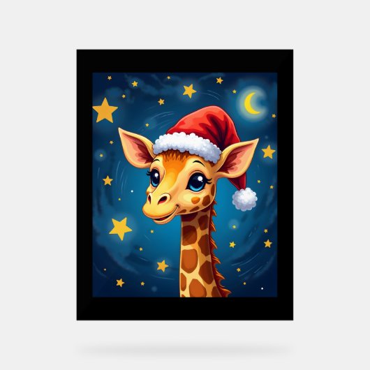 Noël Giraffe Santa Hat Starry Nuit Fête L (Recto)