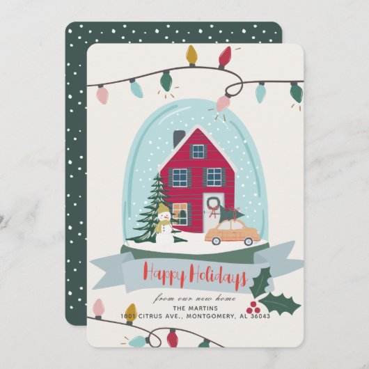 Noël Globe de neige Moving Faire-part (Devant / Derrière)