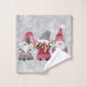 Noël Gnome Amour Scandinave Joie Paix Grey (Gant de toilette)