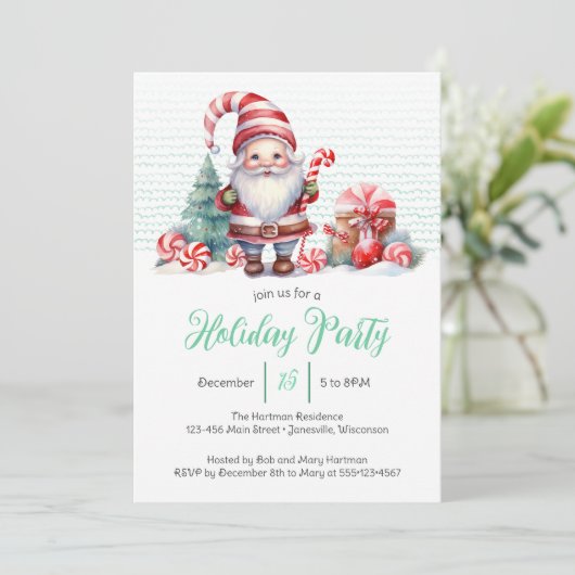 Noël Gnome Fête Invitation (Debout devant)