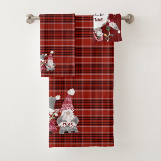 Noël Gnome Rouge Plaid Amour Joie Paix Grey (En situation)