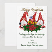 Noël Gnomes Poinsettia Carte de Noël tendance (Devant / Derrière)