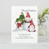 Noël Gnomes Snowmen Carte de Noël (Debout devant)