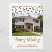 Noël Gold Red Confetti Carte photo immobilier (Devant / Derrière)
