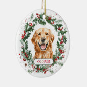 Noël Golden Retriever Ceramic Circle Ornement (Droite)