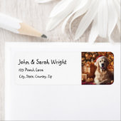 Noël Golden Retriever Chien Étiquette de adresse (En situation)