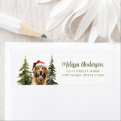 Noël Golden Retriever Retourner Adresse Étiquettes (En situation)