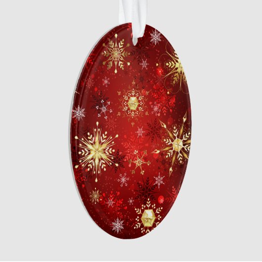 Noël Golden Snowflakes sur Arrière - plan rouge (devant)