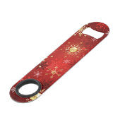 Noël Golden Snowflakes sur Arrière - plan rouge (Devant angulaire)