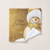 Noël Golden Snowman Snowflakes Fêtes (Gant de toilette)