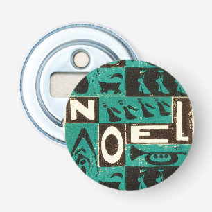 Noel Green Block Print Button Flesopener
