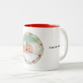 Noël Green Holiday Wreath Photo Café Mug (Devant droit)