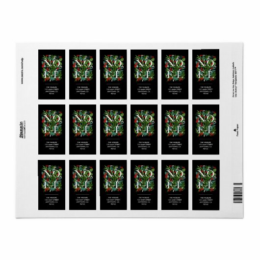 NOEL Greenery Berries Adres label (Full Sheet)