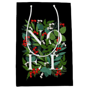 NOEL Greenery Berries KerstBlack Medium Cadeauzakje
