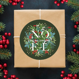 NOEL Greenery en Berries Ronde Sticker