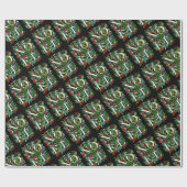 NOEL Groen en bessen Kerstmis Cadeaupapier (Vlak)