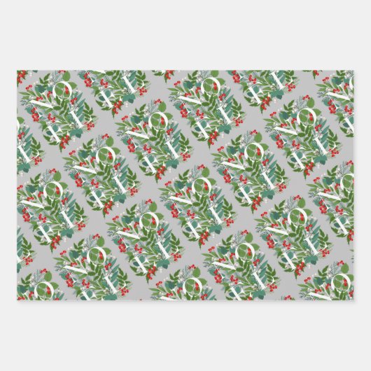 NOEL Groen en bessen Kerstmis Inpakpapier Vel (Voorkant 3)
