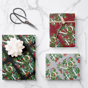 NOEL Groen en bessen Kerstmis Inpakpapier Vel