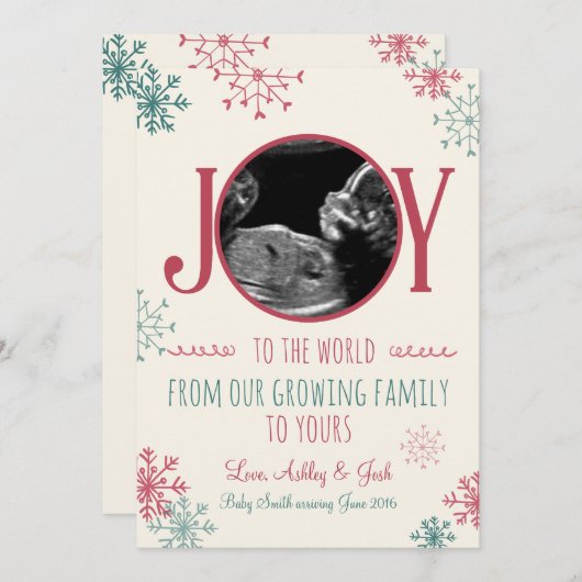 Noël grossesse échographie faire-part Joie (Devant / Derrière)