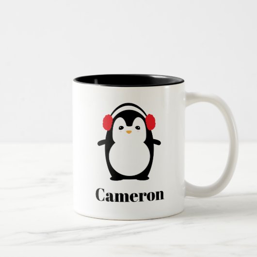 Noël hiver mignonne pingouin Mug personnalisé (Droit)