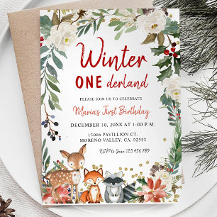 Noël hiver Onederland Anniversaire Invitation