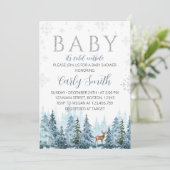 Noël hiver Reindeer Baby shower Invitation (Debout devant)