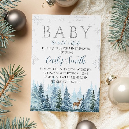 Noël hiver Reindeer Baby shower Invitation
