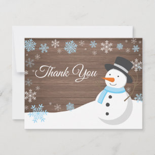 Noël hiver Snowman Blue Carte de remerciements