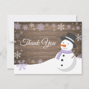 Noël hiver Snowman Purple Carte de remerciements