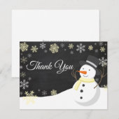 Noël hiver Snowman Yellow Carte de remerciements (Devant / Derrière)