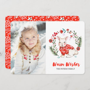 Noël Hoiday Rabbit Invitations de photos