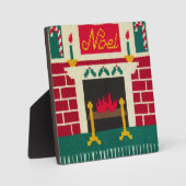 Noel Holiday Brick Fireplace Crochet Free Standing Fotoplaat (Voorkant)