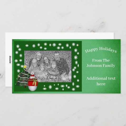 Noël Holiday Snowman Tree Carte photo (Devant / Derrière)