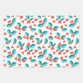 Noël Holly Berries Enveloppement Papier ensemble d (Devant)