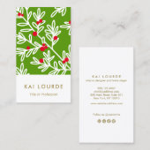 Noël Holly Branches Carte de visite (Devant / Derrière)