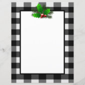 Noël Holly Buffalo Plaid Papier personnalisé (Dos)