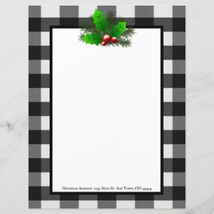 Noël Holly Buffalo Plaid Papier personnalisé